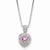 Sterling Silver Pink CZ Heart On Chain