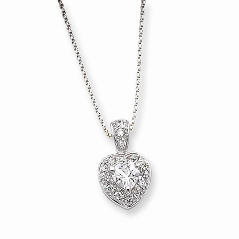 Sterling Silver CZ Heart On Chain
