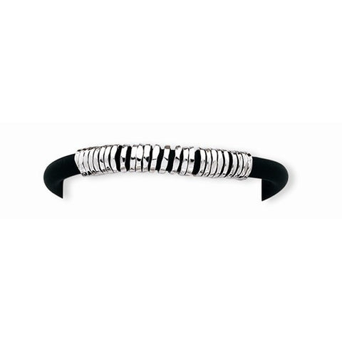 Sterling Silver Black Rubber Bracelet
