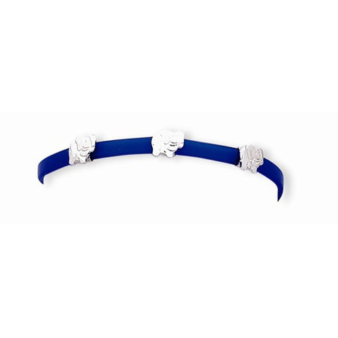 Sterling Silver Dark Blue Rubber Bracelet