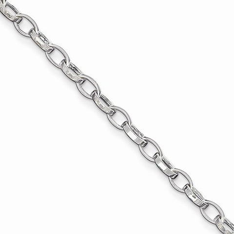 Sterling Silver Polished Oval Flat Link Bracelet
