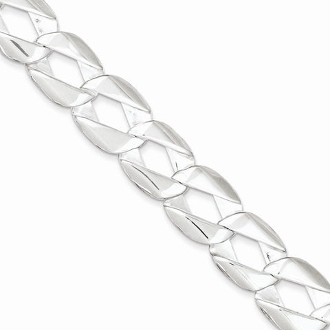 Sterling Silver Fancy Link Bracelet with Hook Link-Bracelet