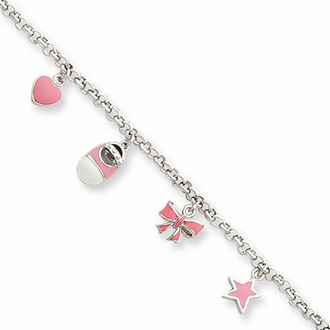 Sterling Silver Pink Enameled Baby Charm