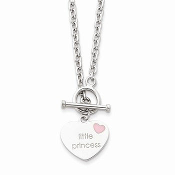 Sterling Silver Enameled Little Princess Heart Necklace