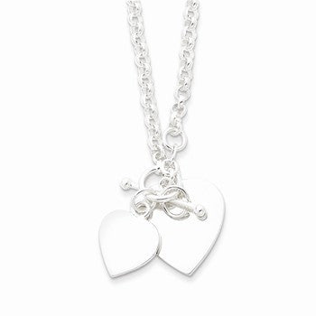 Sterling Silver Double Heart Toggle Necklace
