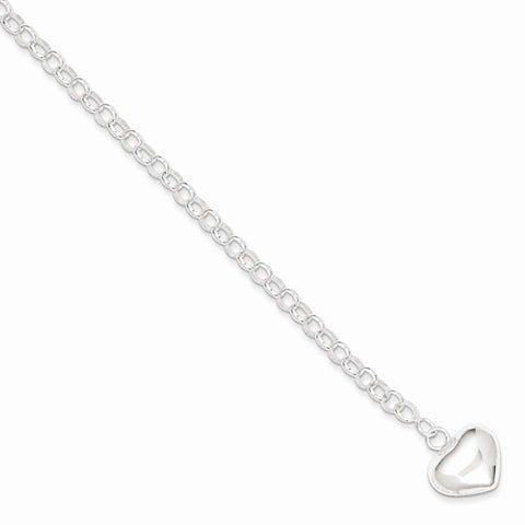 Sterling Silver Puffed Heart Charm