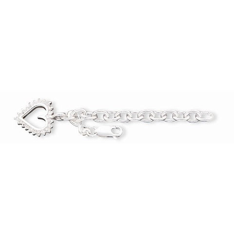 Sterling Silver Heart with Cz Link Bracelet