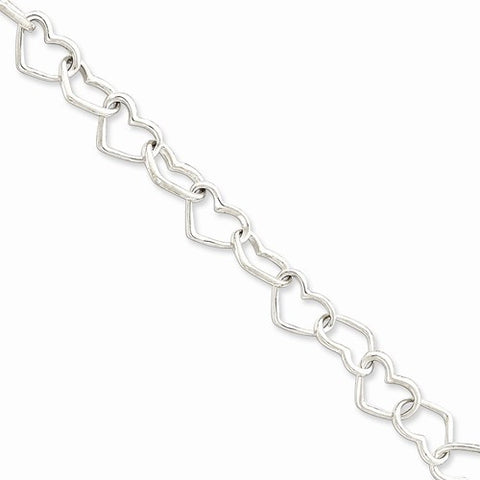 Sterling Silver Heart Link Bracelet
