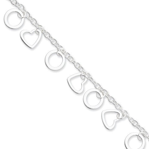 Sterling Silver Hearts & Circles Bracelet