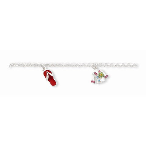 Sterling Silver Enameled Cz Charm