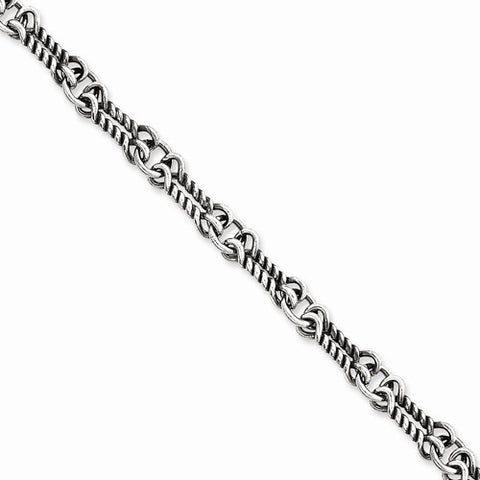 Sterling Silver Antiqued Fancy Link Bracelet