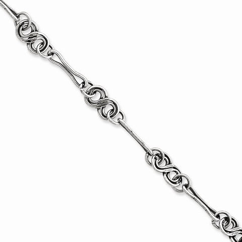 Sterling Silver Antiqued Fancy Link Bracelet
