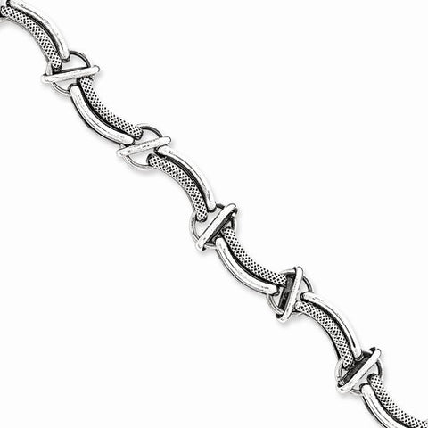 Sterling Silver Antiqued Fancy Link Bracelet