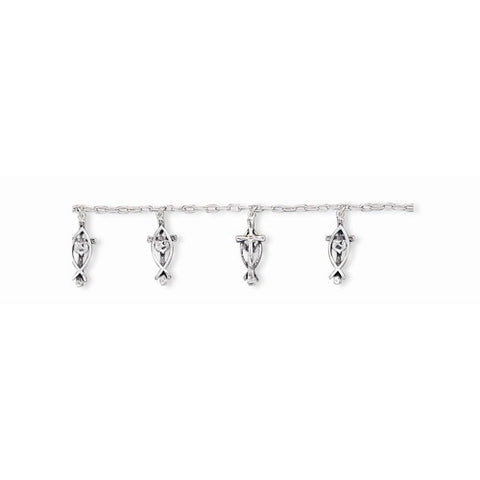 Sterling Silver Ichthus(Fish with Dove & Cross Bracelet
