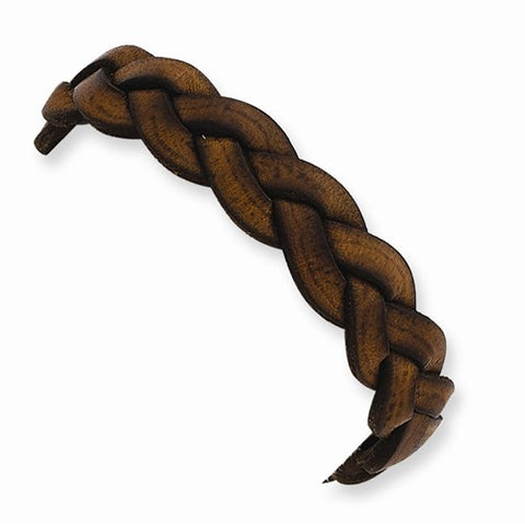 Sterling Silver Distress Brown Leather Bracelet