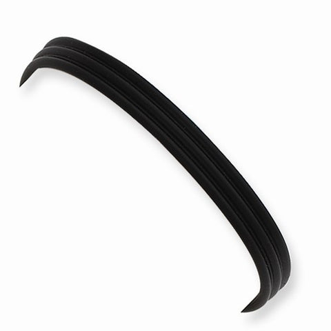 Sterling Silver Flat Ridged Black Rubber Bracelet