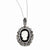 Sterling Silver Marcasite, Onyx & Mother Of Pearl Cameo Necklace