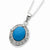 Sterling Silver Oval Turquoise and CZ Necklace