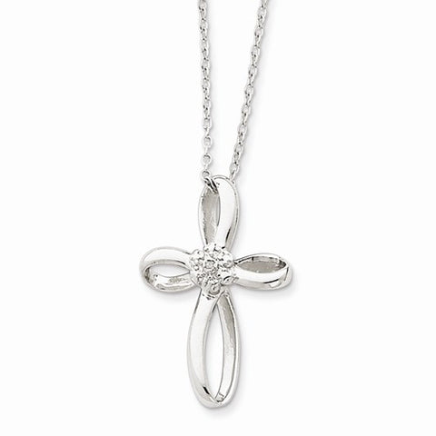 Sterling Silver Cross Diamond Necklace