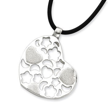 Sterling Silver Heart Cord Necklace