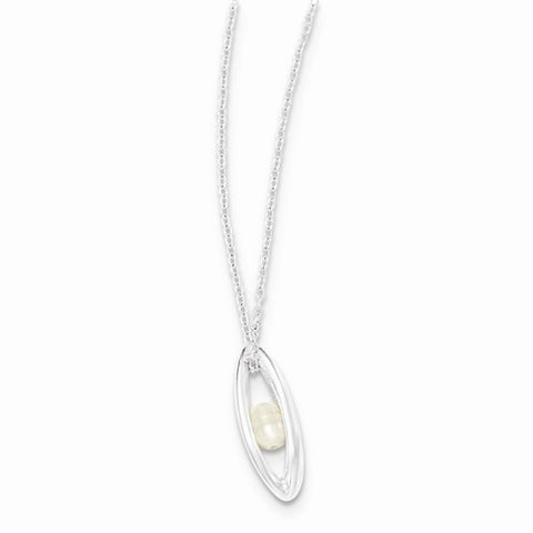 Sterling Silver Floating Small Pink Pearl Pendant On Necklace