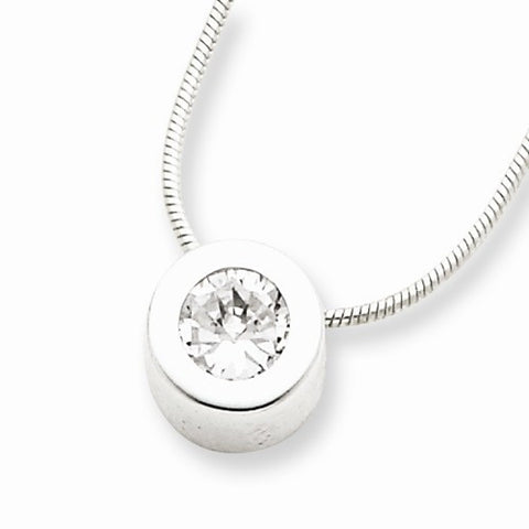 Sterling Silver CZ Round Pendant On Chain