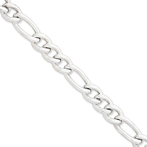 Sterling Silver Hollow Beveled Figaro Bracelet
