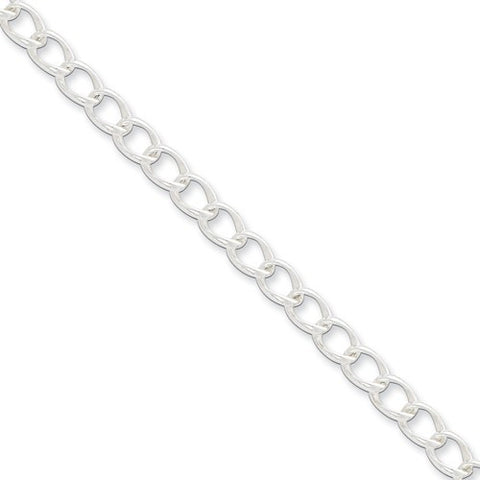 Sterling Silver Half Round Wire Curb Bracelet