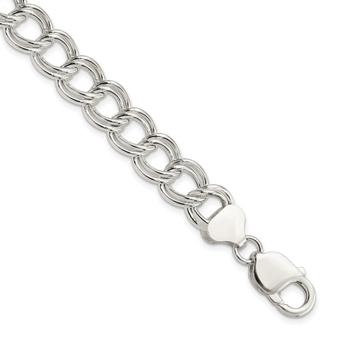 Sterling Silver 10.5mm Double Link Charm Bracelet
