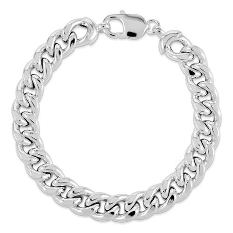 Sterling Silver Close Link Hollow Curb Bracelet