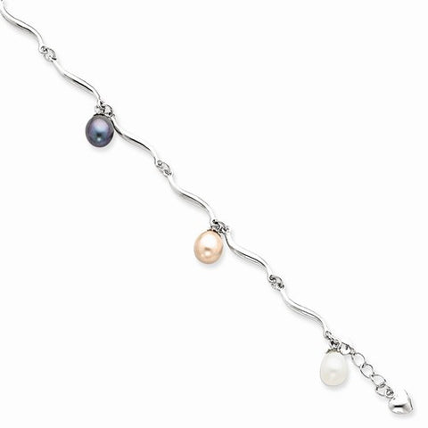 Sterling Silver Multicolor Freshwater Pearl Bracelet