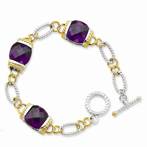 Sterling Silver Vermeil Purple Cz Bracelet