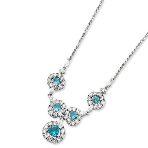 Sterling Silver Blue & Clear CZ Necklace