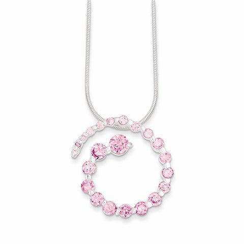 Sterling Silver Pink CZ Journey Necklace