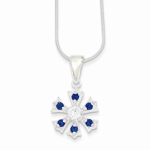 Sterling Silver CZ Snowflake Necklace