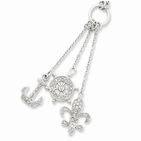 Sterling Silver Nautical CZ Drop Necklace