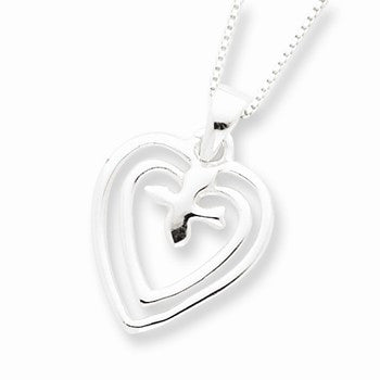 Sterling Silver Hearts Dove Necklace