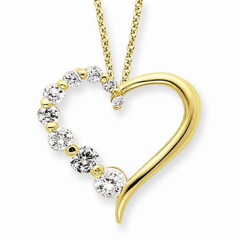 Sterling Silver Vermeil CZ Heart Journey Necklace