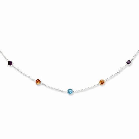 Sterling Silver Multi-Color CZ Necklace