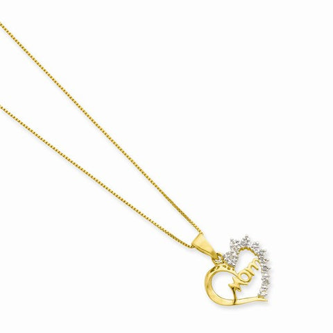 Sterling Silver & Vermeil Diamond Mom Necklace