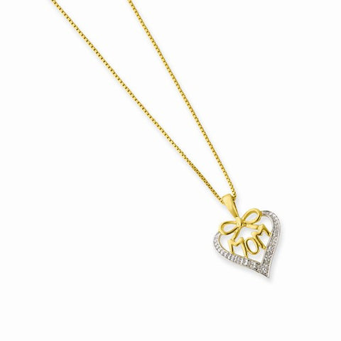 Sterling Silver & Vermeil Diamond Mom Necklace