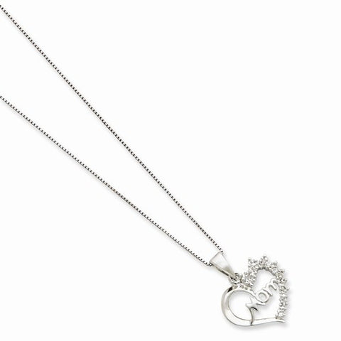 Sterling Silver Diamond Mom Necklace