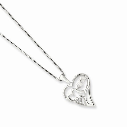 Sterling Silver Diamond Mom Necklace