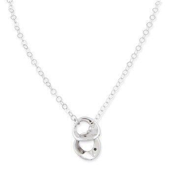 Sterling Silver Rhod-Plated Hollow & Polished Drop Necklace