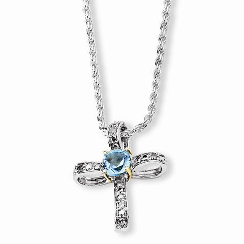 Sterling Silver & Sky Blue Topaz and Diamond Necklace
