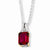 Sterling Silver & Crimson Red Topaz & Diamond Necklace