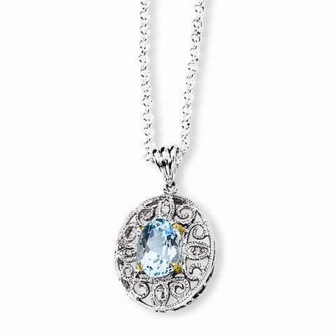 Sterling Silver & Sky Blue & Diamond Necklace