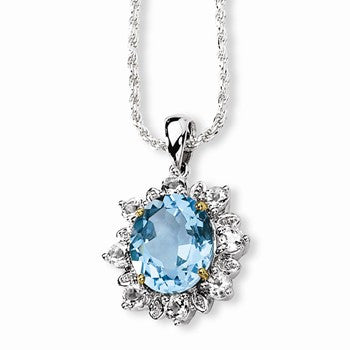 Sterling Silver & Sky Blue & White Topaz Necklace