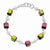 Sterling Silver Pink & Yellow Dichroic Glass with Fw Cultured Pearls Bracelet