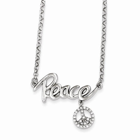 Sterling Silver CZ Peace Necklace